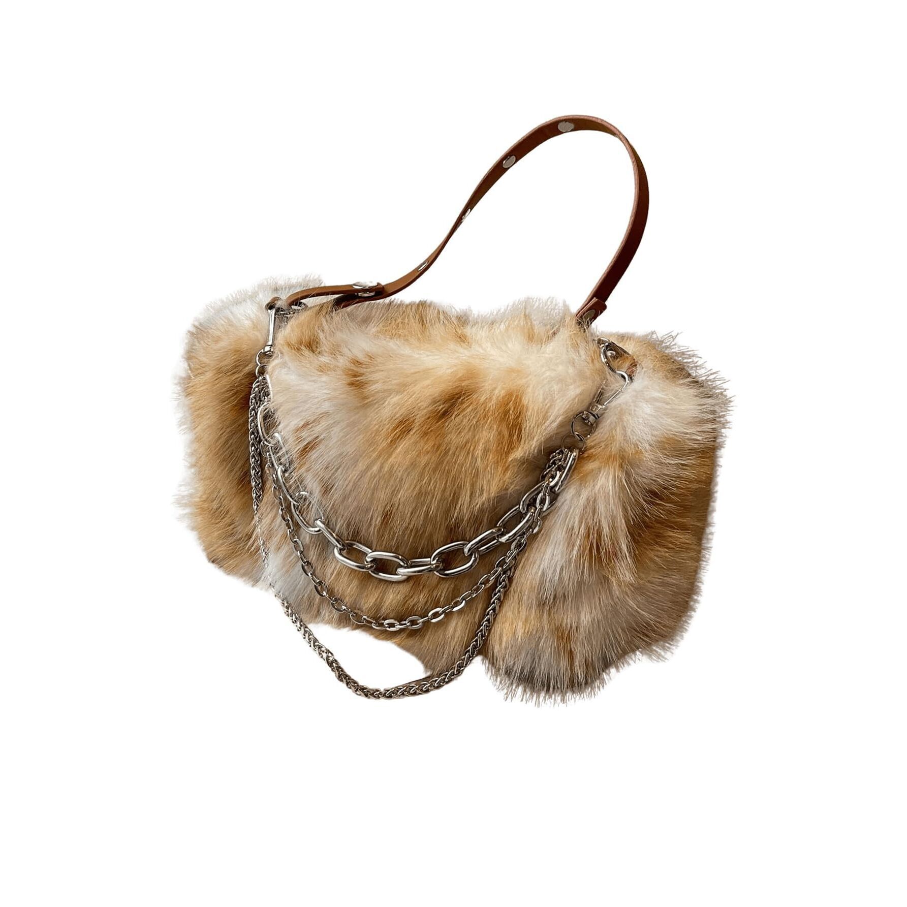 8509 Faux Fur Hobo Bag Top Handle Fuzzy Shoulder Handbags Plush Square Bags